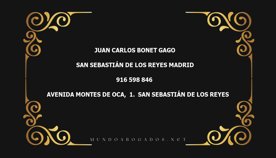 abogado Juan Carlos Bonet Gago en la localidad de San Sebastián de los Reyes