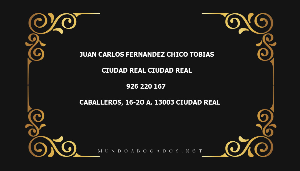 abogado Juan Carlos Fernandez Chico Tobias en la localidad de Ciudad Real