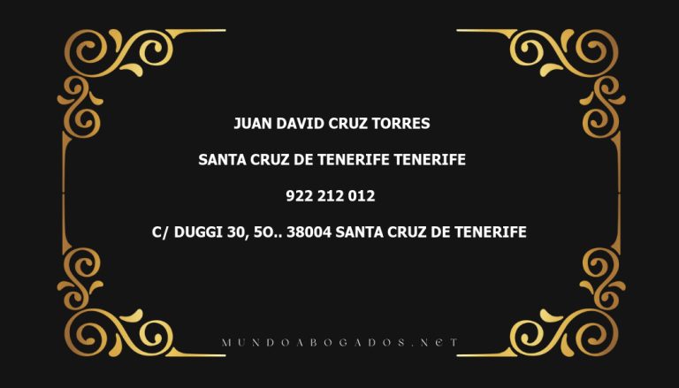 abogado Juan David Cruz Torres en la localidad de Santa Cruz de Tenerife