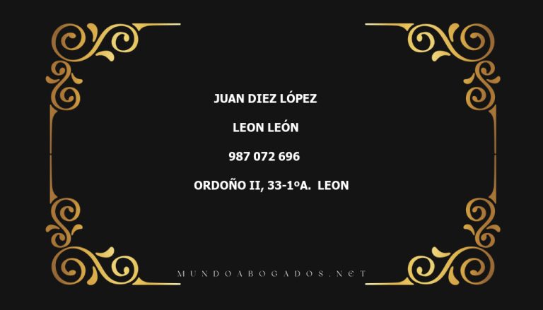 abogado Juan Diez López en la localidad de Leon