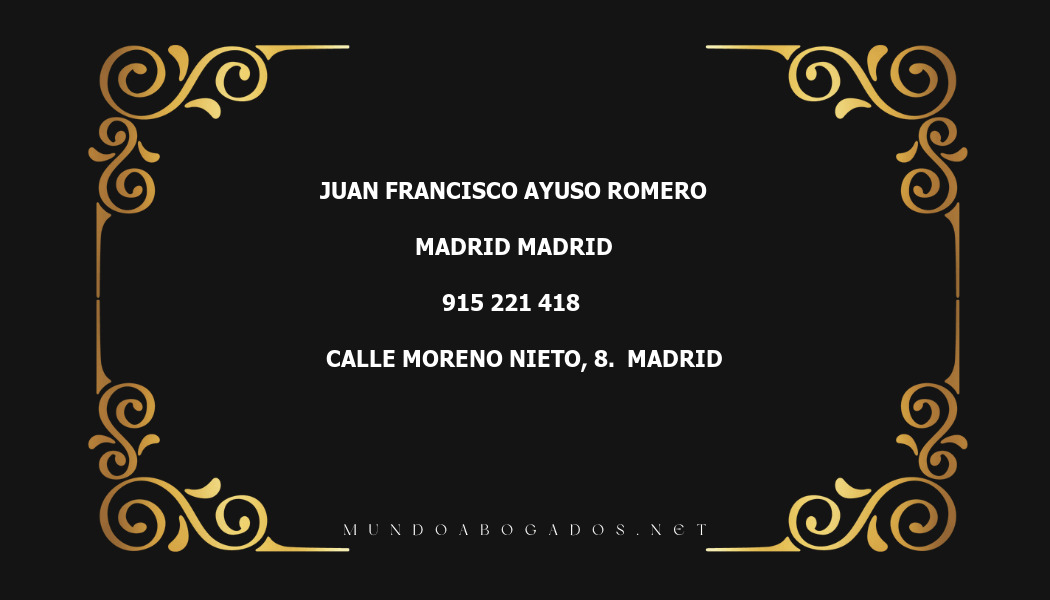 abogado Juan Francisco Ayuso Romero en la localidad de Madrid