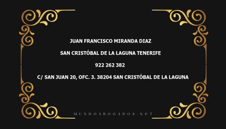 abogado Juan Francisco Miranda Diaz en la localidad de San Cristóbal de La Laguna