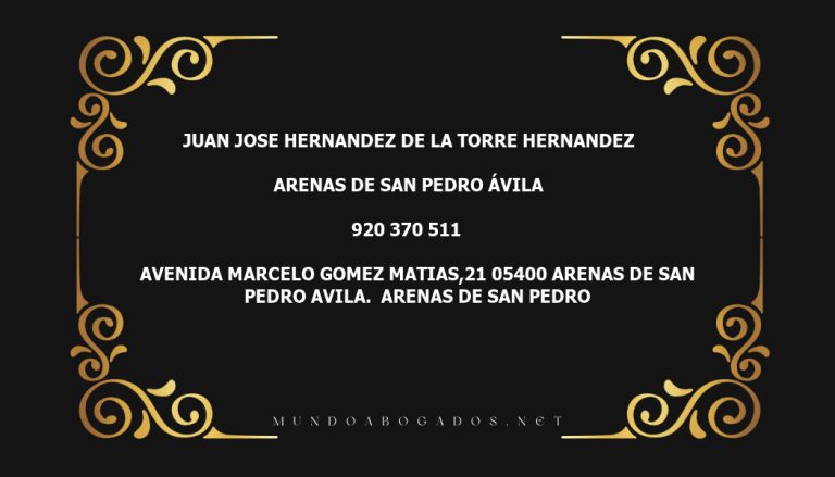 abogado Juan Jose Hernandez De La Torre Hernandez en la localidad de Arenas de San Pedro