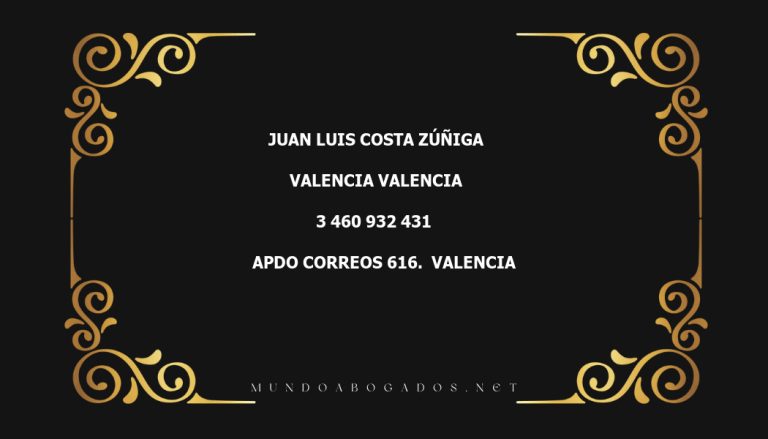 abogado Juan Luis Costa Zúñiga en la localidad de Valencia