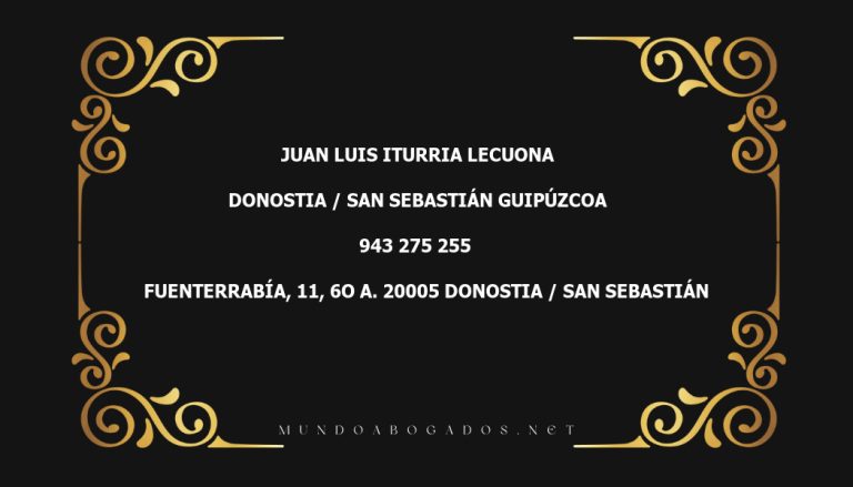 abogado Juan Luis Iturria Lecuona en la localidad de Donostia / San Sebastián