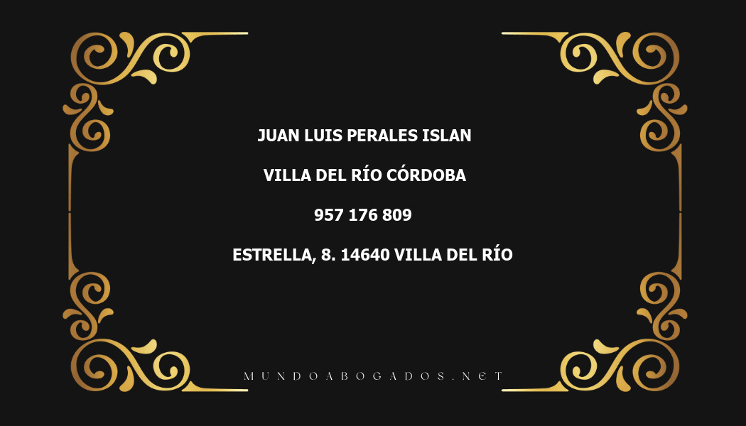 abogado Juan Luis Perales Islan en la localidad de Villa del Río