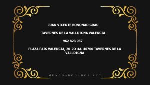 abogado Juan Vicente Bononad Grau en la localidad de Tavernes de la Valldigna