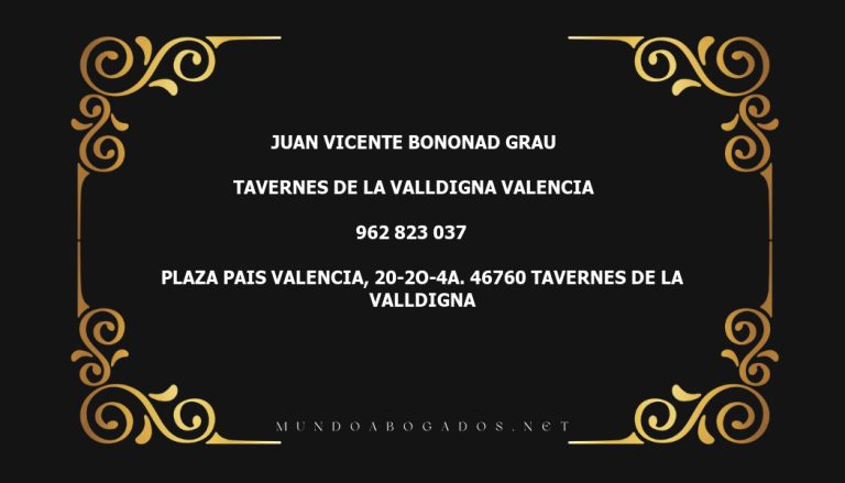 abogado Juan Vicente Bononad Grau en la localidad de Tavernes de la Valldigna