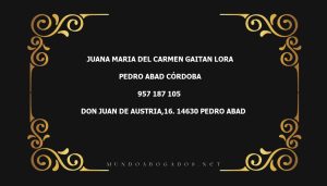 abogado Juana Maria Del Carmen Gaitan Lora en la localidad de Pedro Abad