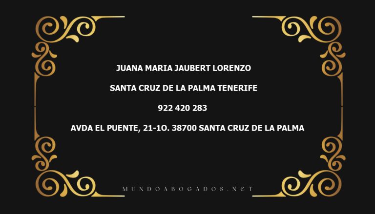 abogado Juana Maria Jaubert Lorenzo en la localidad de Santa Cruz de la Palma