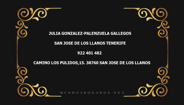 abogado Julia Gonzalez-Palenzuela Gallegos en la localidad de San Jose de Los Llanos