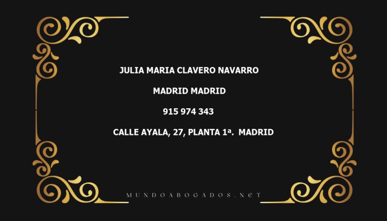 abogado Julia Maria Clavero Navarro en la localidad de Madrid