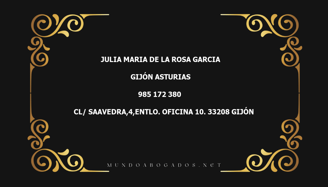 abogado Julia Maria De La Rosa Garcia en la localidad de Gijón