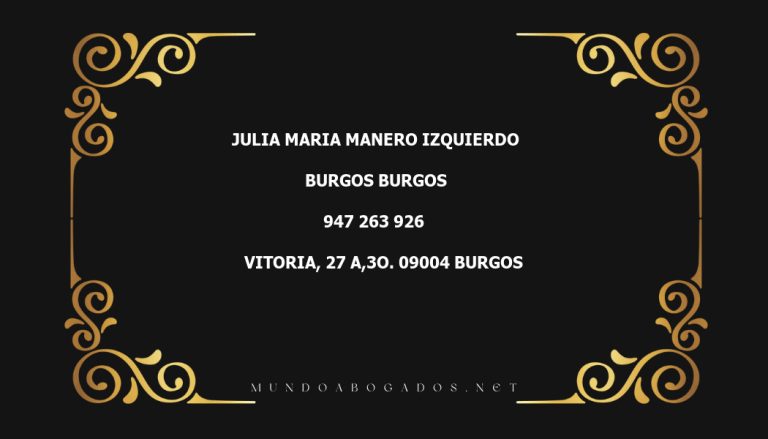 abogado Julia Maria Manero Izquierdo en la localidad de Burgos