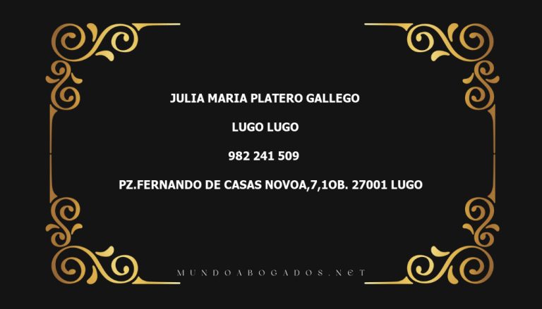 abogado Julia Maria Platero Gallego en la localidad de Lugo