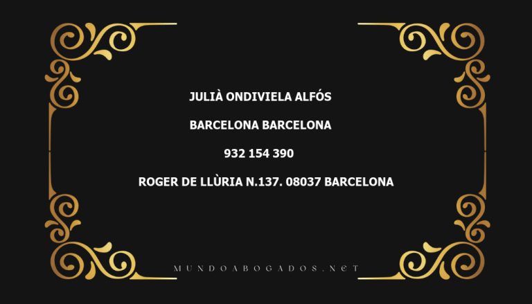 abogado Julià Ondiviela Alfós en la localidad de Barcelona