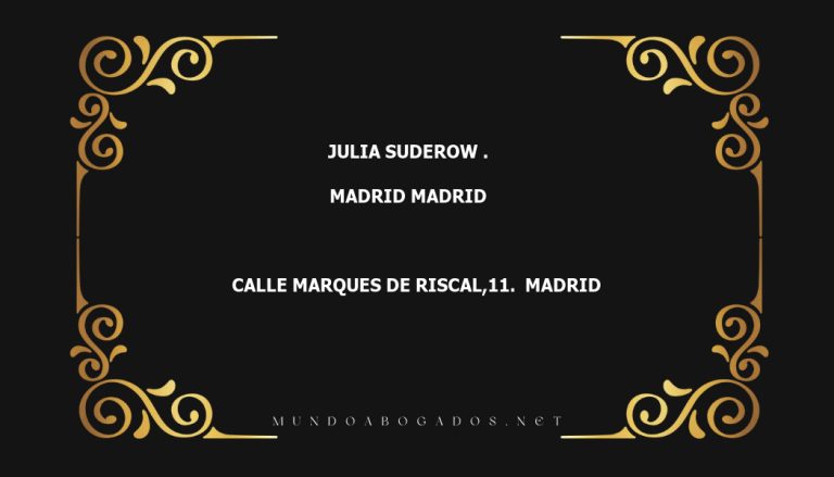 abogado Julia Suderow . en la localidad de Madrid