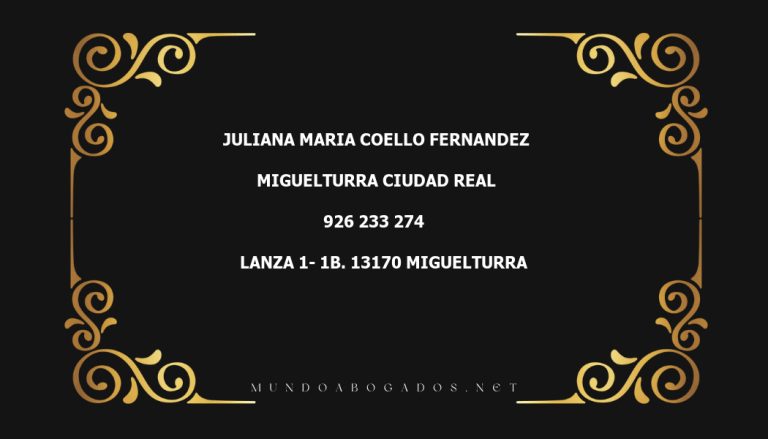 abogado Juliana Maria Coello Fernandez en la localidad de Miguelturra