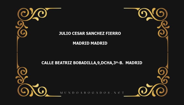 abogado Julio Cesar Sanchez Fierro en la localidad de Madrid