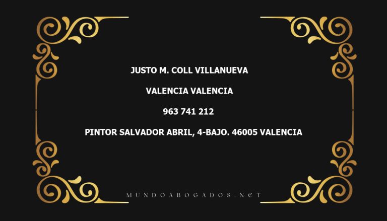 abogado Justo M. Coll Villanueva en la localidad de Valencia