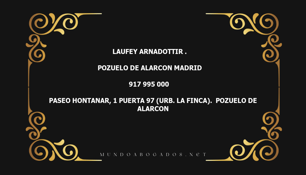 abogado Laufey Arnadottir . en la localidad de Pozuelo de Alarcon