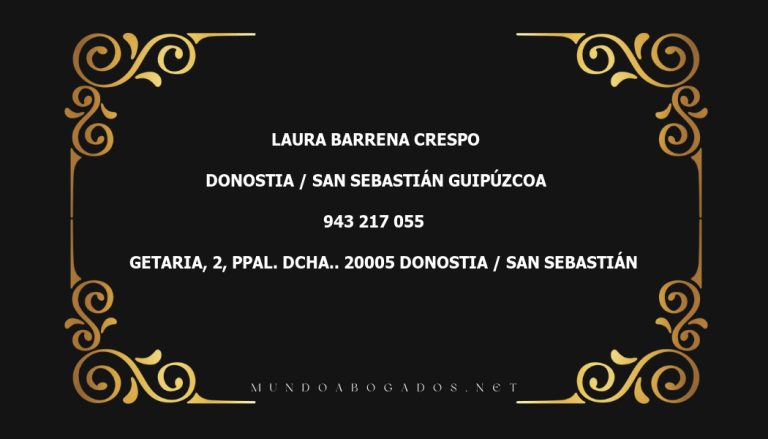 abogado Laura Barrena Crespo en la localidad de Donostia / San Sebastián