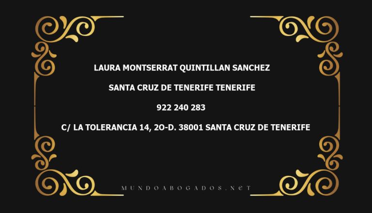 abogado Laura Montserrat Quintillan Sanchez en la localidad de Santa Cruz de Tenerife