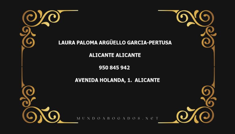 abogado Laura Paloma Argüello Garcia-Pertusa en la localidad de Alicante