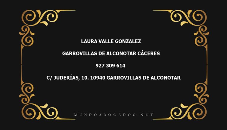 abogado Laura Valle Gonzalez en la localidad de Garrovillas de Alconotar