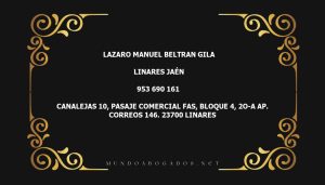 abogado Lazaro Manuel Beltran Gila en la localidad de Linares