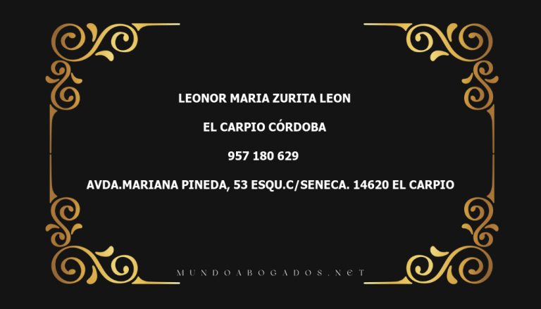 abogado Leonor Maria Zurita Leon en la localidad de El Carpio