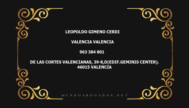 abogado Leopoldo Gimeno Cerdi en la localidad de Valencia