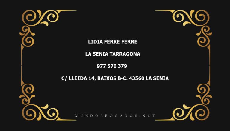 abogado Lidia Ferre Ferre en la localidad de La Senia