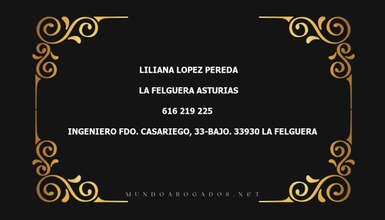 abogado Liliana Lopez Pereda en la localidad de La Felguera