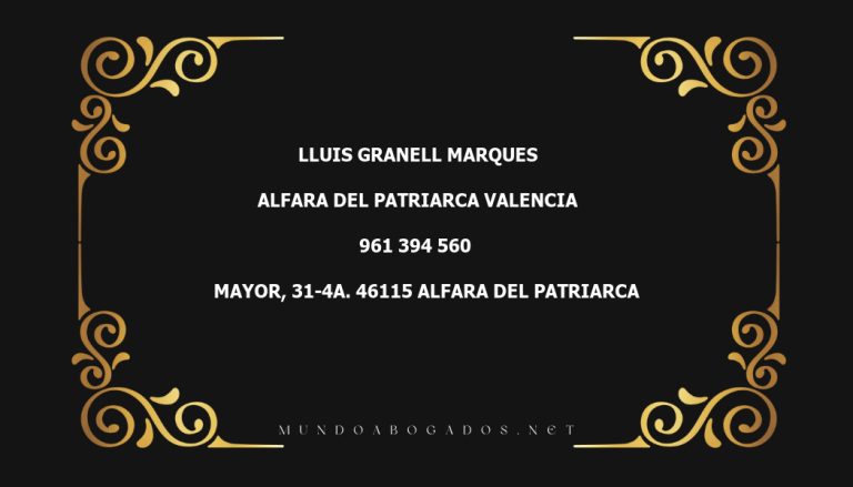 abogado Lluis Granell Marques en la localidad de Alfara del Patriarca