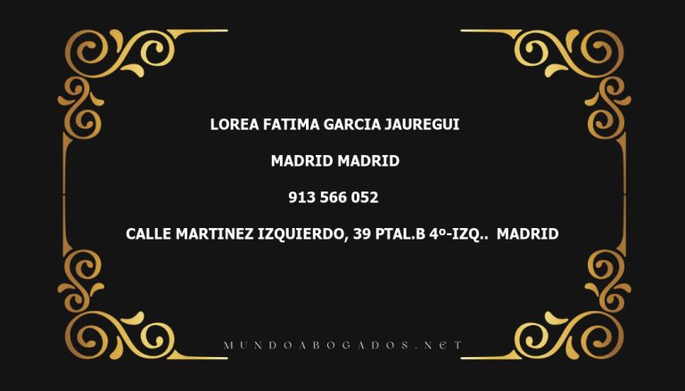 abogado Lorea Fatima Garcia Jauregui en la localidad de Madrid