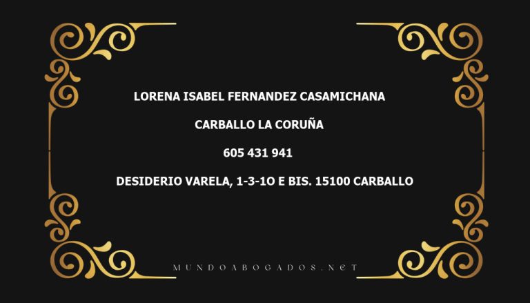 abogado Lorena Isabel Fernandez Casamichana en la localidad de Carballo