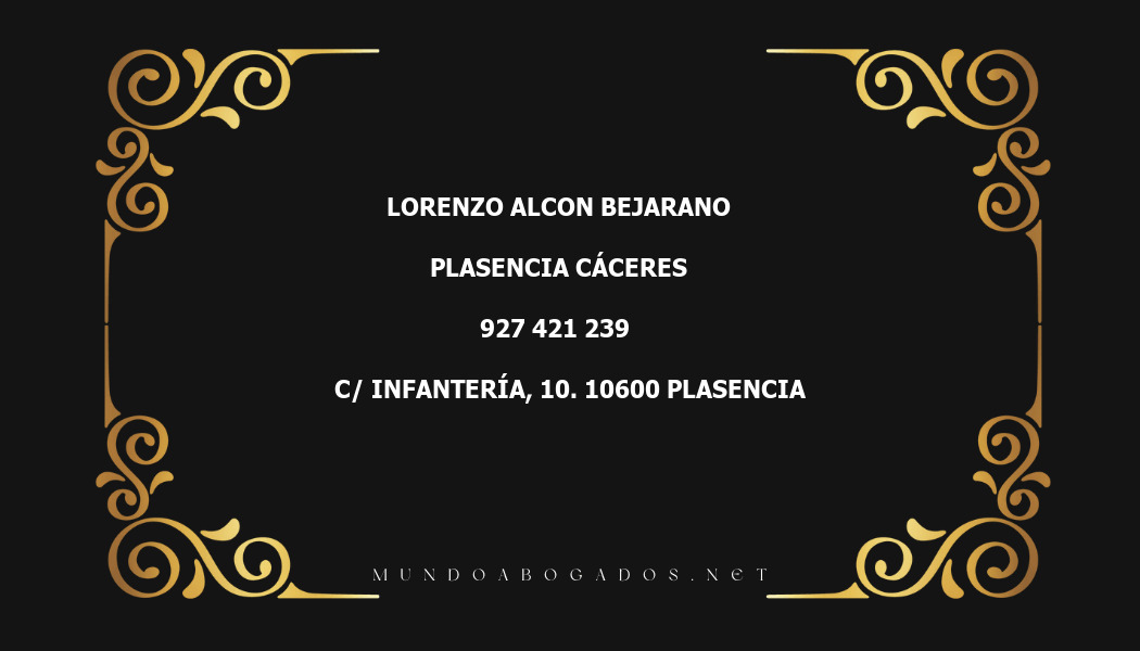 abogado Lorenzo Alcon Bejarano en la localidad de Plasencia