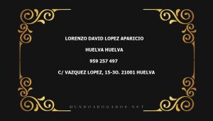 abogado Lorenzo David Lopez Aparicio en la localidad de Huelva