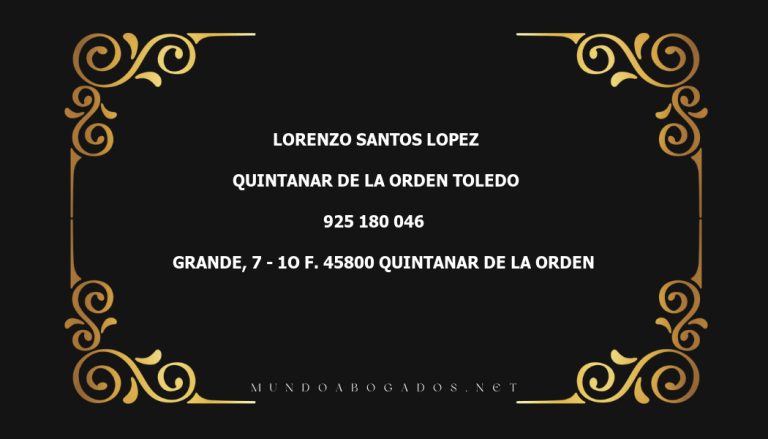 abogado Lorenzo Santos Lopez en la localidad de Quintanar de la Orden