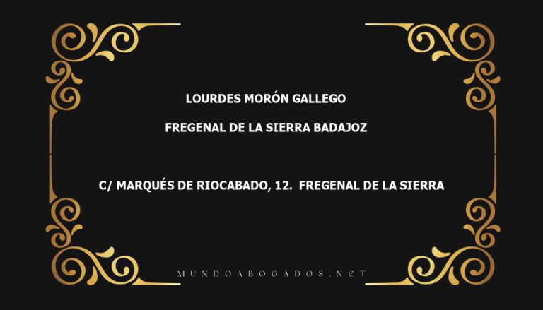 abogado Lourdes Morón Gallego en la localidad de Fregenal de la Sierra