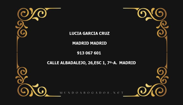 abogado Lucia Garcia Cruz en la localidad de Madrid