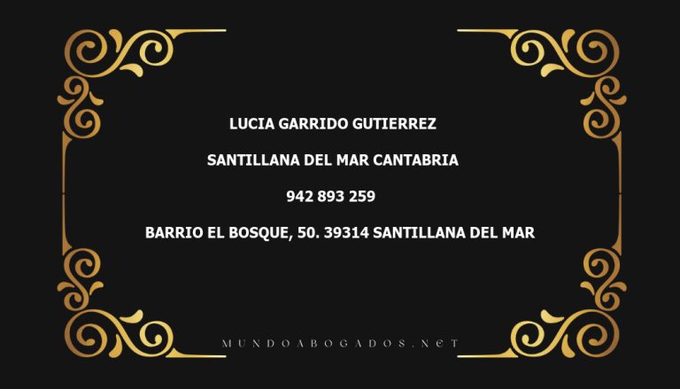 abogado Lucia Garrido Gutierrez en la localidad de Santillana del Mar