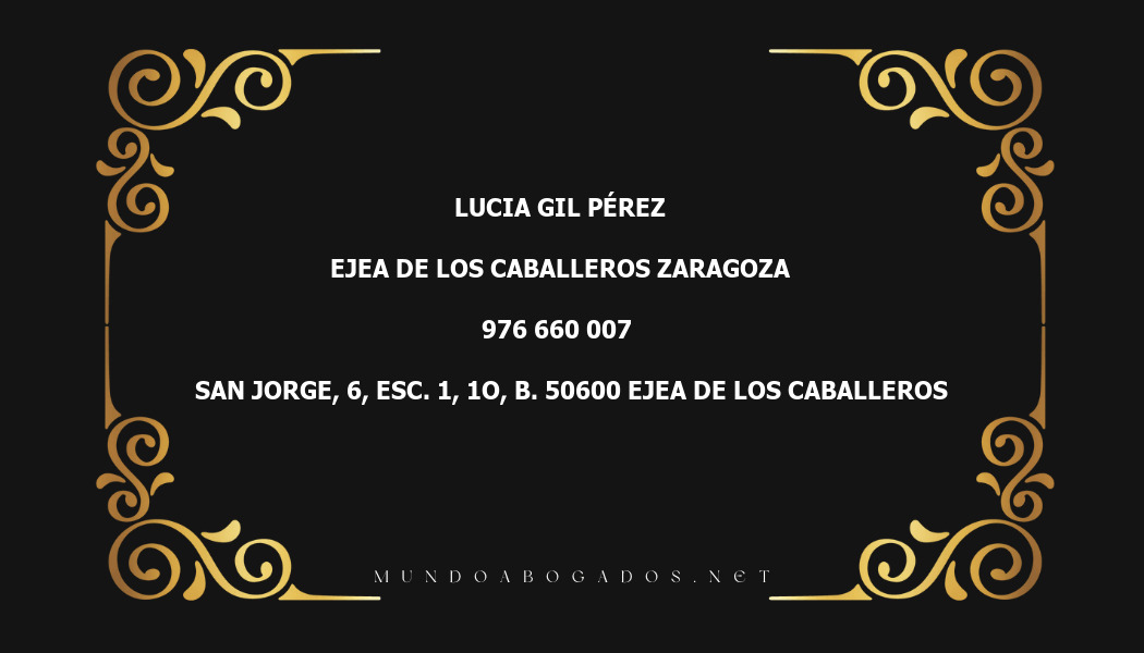 abogado Lucia Gil Pérez en la localidad de Ejea de los Caballeros