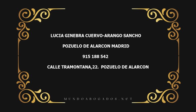 abogado Lucia Ginebra Cuervo-Arango Sancho en la localidad de Pozuelo de Alarcon