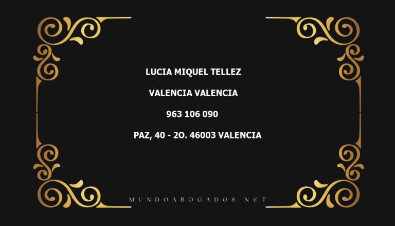 abogado Lucia Miquel Tellez en la localidad de Valencia