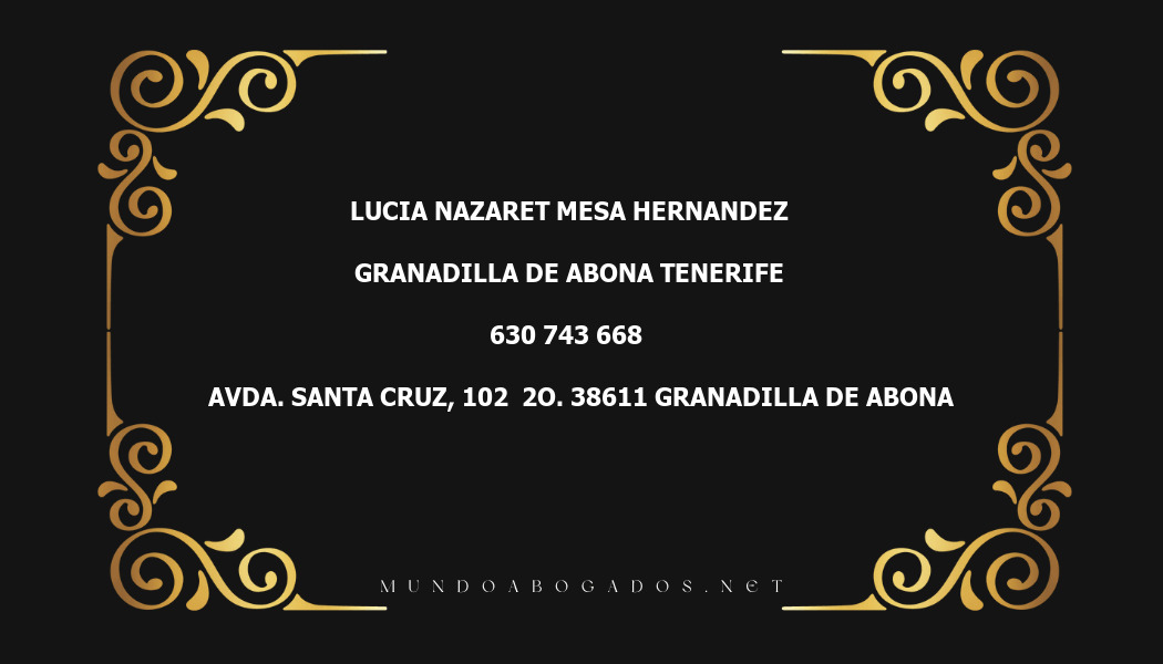 abogado Lucia Nazaret Mesa Hernandez en la localidad de Granadilla de Abona