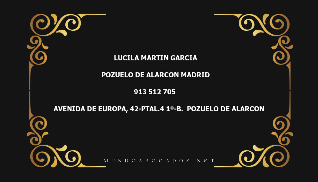 abogado Lucila Martin Garcia en la localidad de Pozuelo de Alarcon