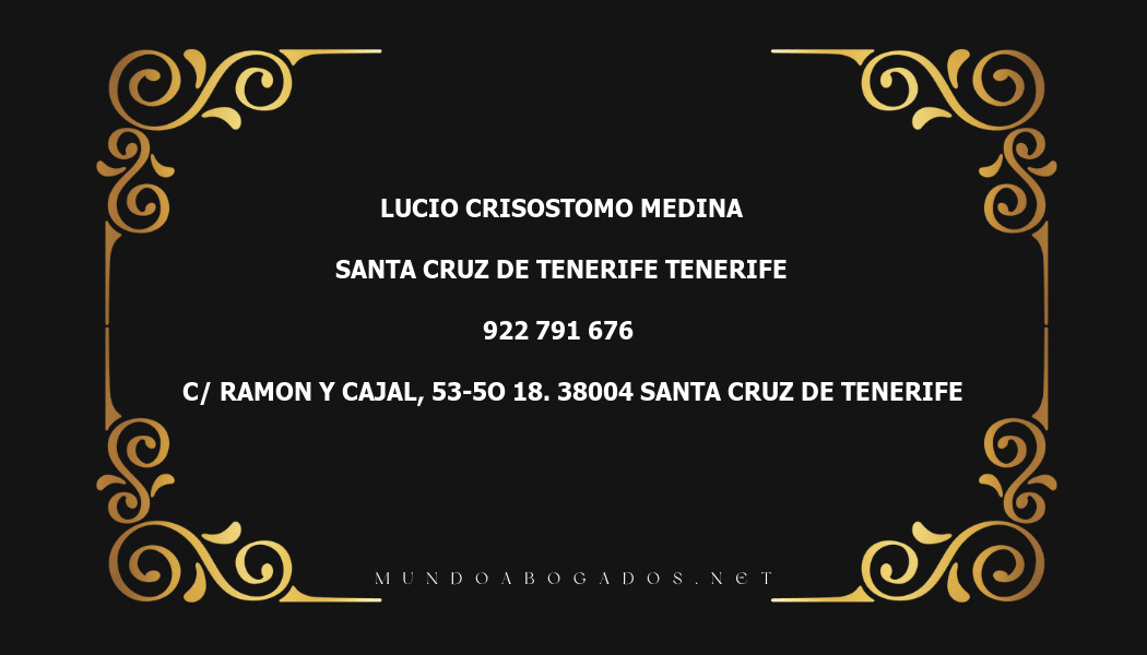 abogado Lucio Crisostomo Medina en la localidad de Santa Cruz de Tenerife