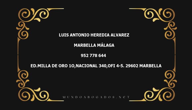 abogado Luis Antonio Heredia Alvarez en la localidad de Marbella